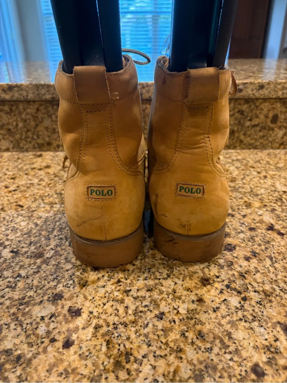 Polo Ralph Lauren Redmond Boots Mens 13 Tan Leather Lace Up Riding Ankle Strap
